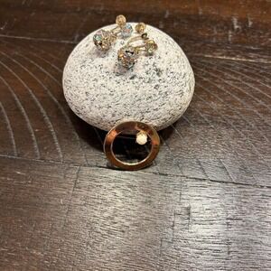 Vintage Gold tone dangle aurora borealis Clip-On Earrings with brooch